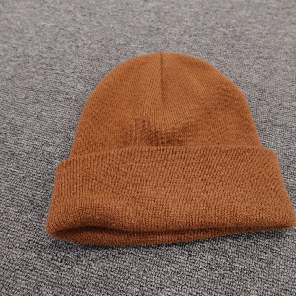 Carhartt Hat Beanie Cuffed Knit Youth One Size Brown Logo Winter Workwear Boys
